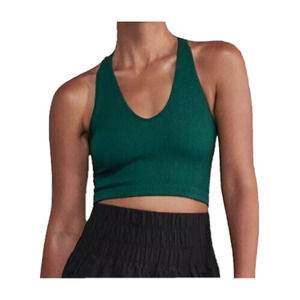 Free People Movement Womens Free Throw Crop Tank Size XS Emerald Green Ribbed